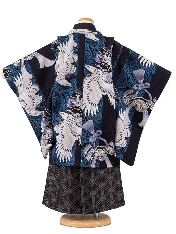 かんたん七五三 （3歳男袴）3294 JAPAN STYLE 紺地 鷹に乱菊