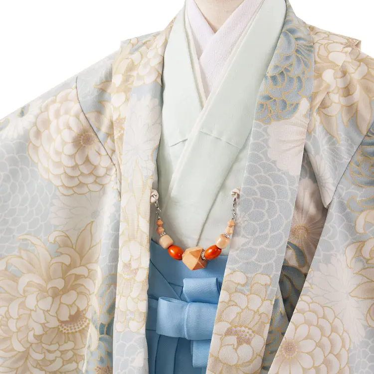 かんたん七五三 （3歳,4歳男袴）3305 くすみミント 菊
