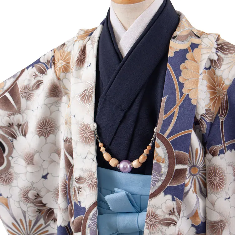 かんたん七五三 （3歳,4歳男袴）3310 群青色 橘桜