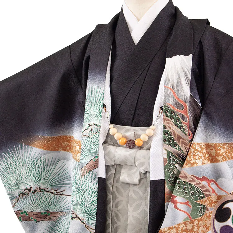 かんたん七五三 （3歳,4歳男袴）3325 黒地 鷹 龍