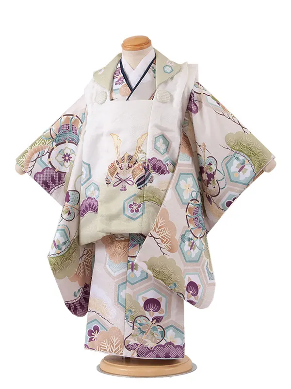 七五三（3歳男児被布）3A09 ベージュ 吉祥文様