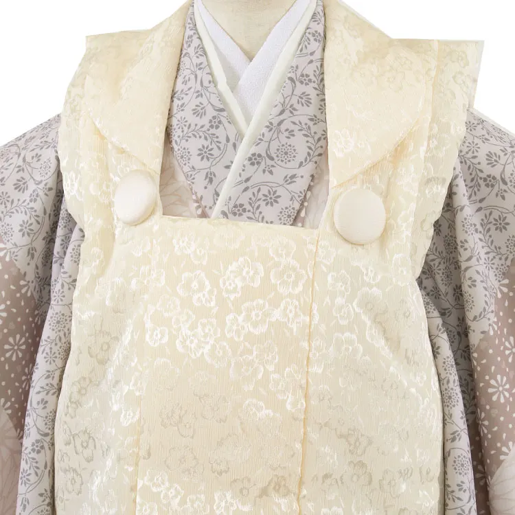 七五三レンタル （3歳男児被布）3A34 クリーム花柄×モダン柄