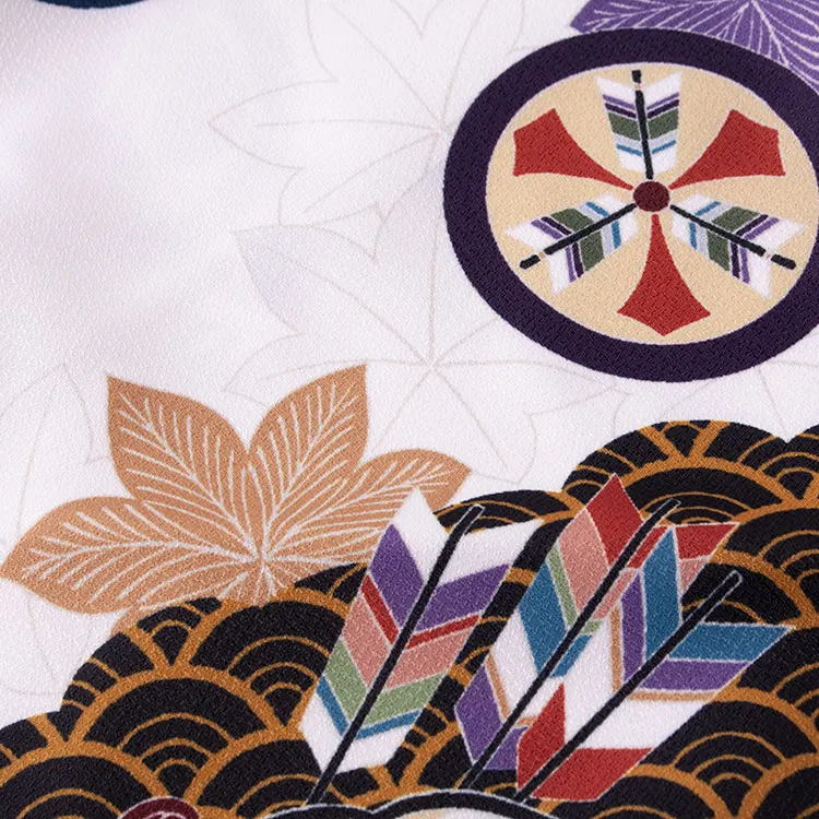 七五三レンタル （3歳男児被布）3A38 ベージュ×白地 鷹 楓に丸紋