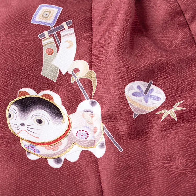 七五三レンタル （3歳男児被布）3A48 えんじ×ラベンダーぼかし犬張り子松竹梅