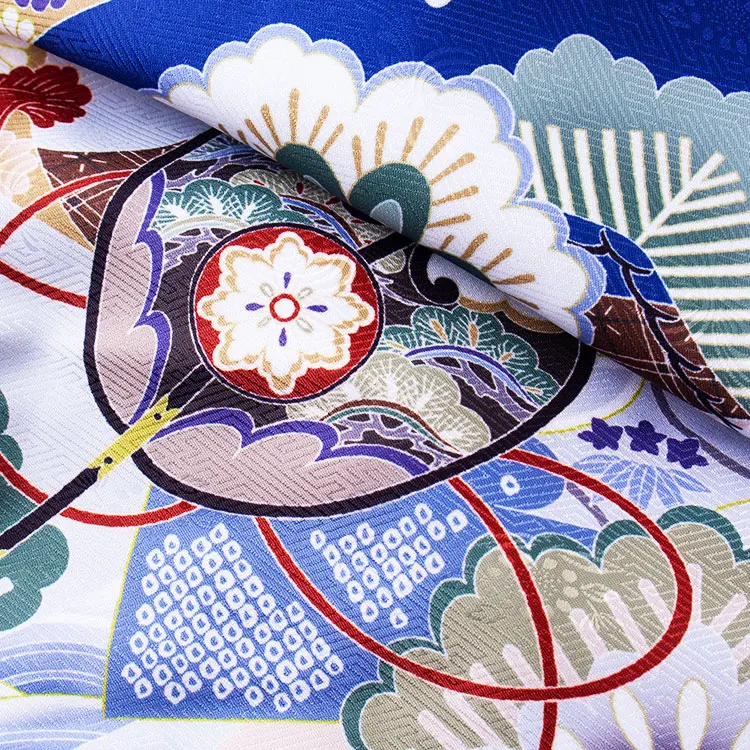 七五三レンタル （3歳男児被布）3A49 白地×青地 兜 吉祥文様