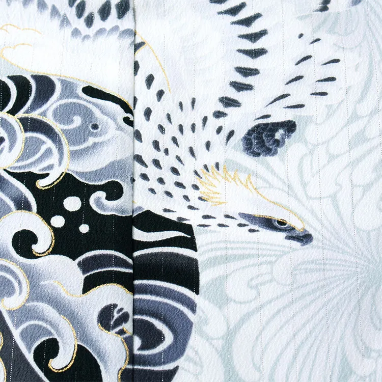 七五三レンタル （3歳男児被布）3A54 ジャパンスタイル 紺×くすみ水色 鷹