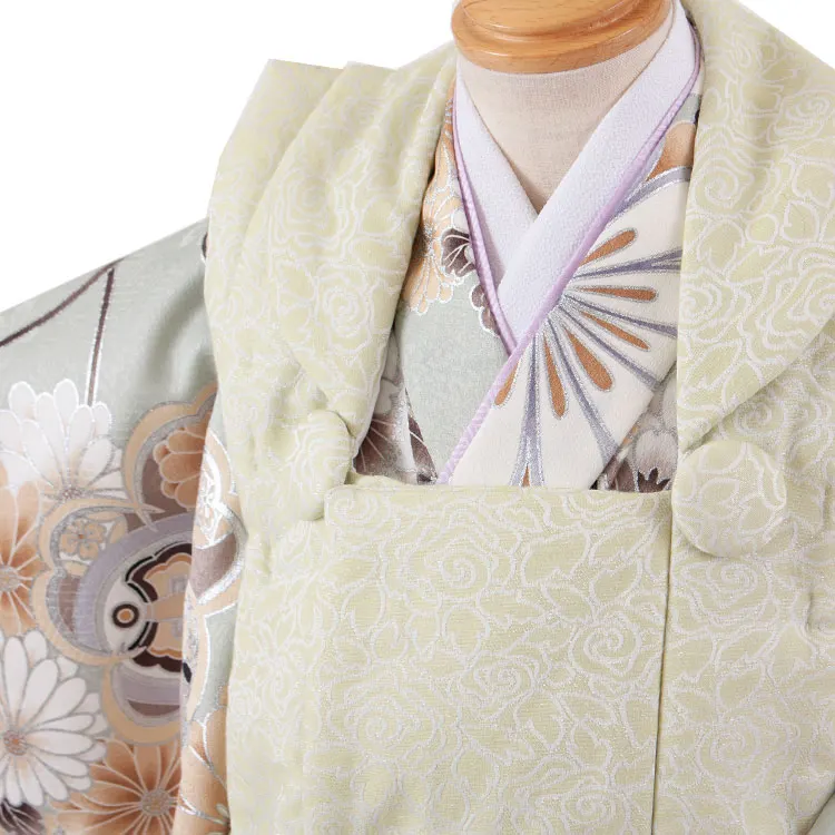 七五三レンタル （3歳男児被布）3A62 黄緑×くすみグリーン 橘桜