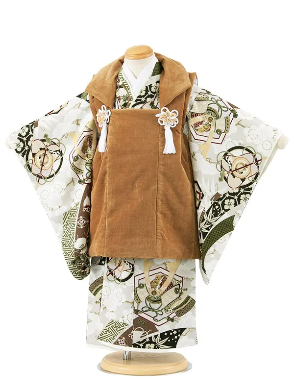 七五三レンタル （3歳男児被布）3A69 華徒然 茶ベルベット×グレージュ