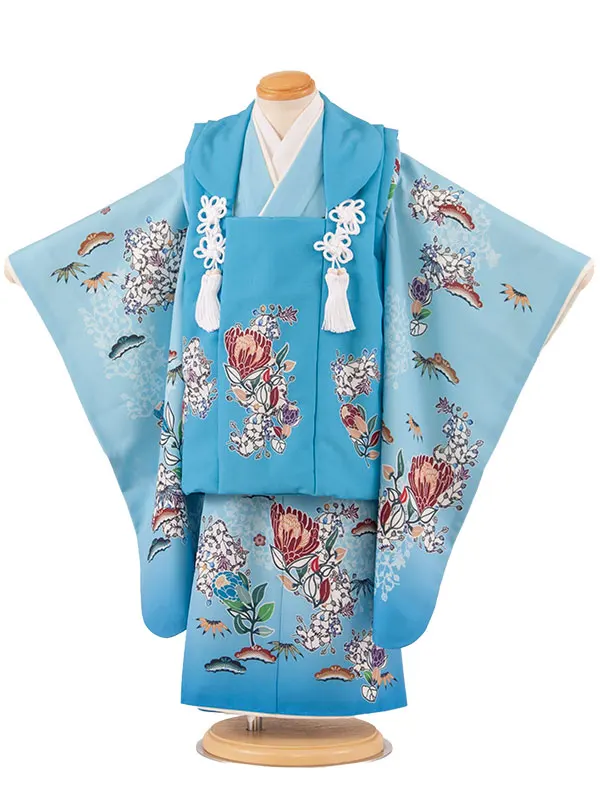 七五三レンタル （3歳男児被布）3A72 空色 吉祥文様