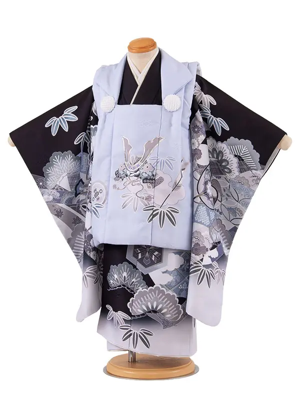七五三レンタル （3歳男児被布）3A87 薄紫×黒 兜 吉祥文様