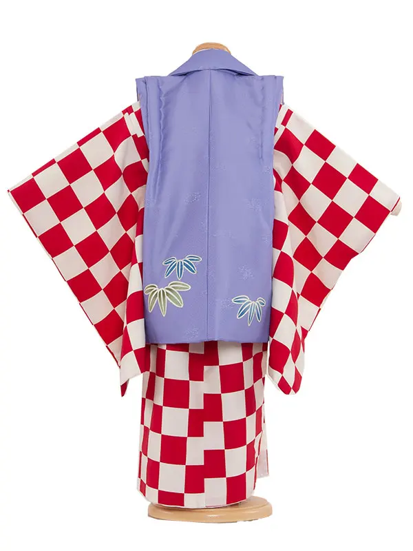 七五三（3歳男児被布）　5-30 紫兜×赤格子