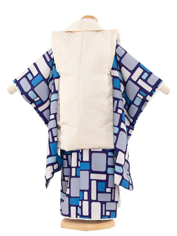 七五三（3歳男児被布）5-72 青 紫 幾何学模様