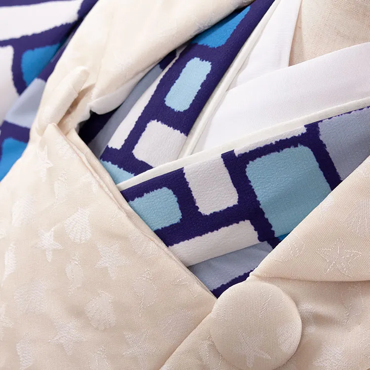 七五三（3歳男児被布）5-72 青 紫 幾何学模様