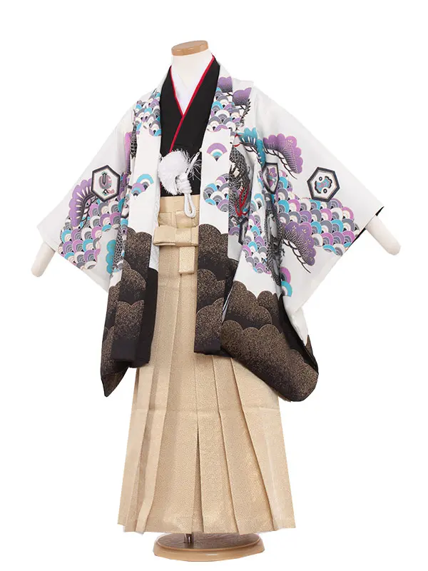 簡単七五三(5歳・6歳男の子袴) 5153　白色/昇り竜