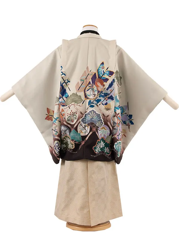 かんたん七五三 （5歳男袴）5724 白地　矢羽根