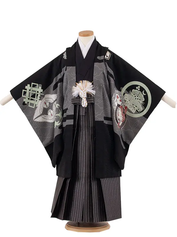 かんたん七五三 （5歳男袴）5735 LOWRYS FARM 黒地 白鷹