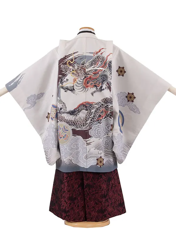 かんたん七五三 （5歳男袴）5753 白地 龍 雲