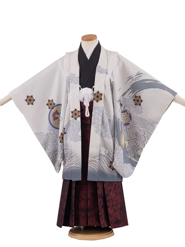 かんたん七五三 （5歳男袴）5753 白地 龍 雲