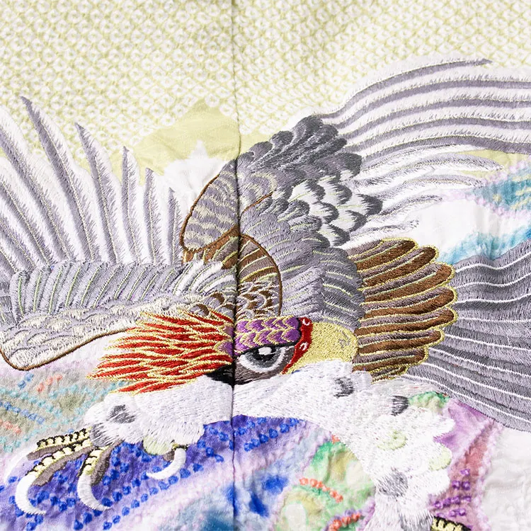 かんたん七五三 （5歳,6歳男袴）5773 緑 しぼり 鷹刺繍