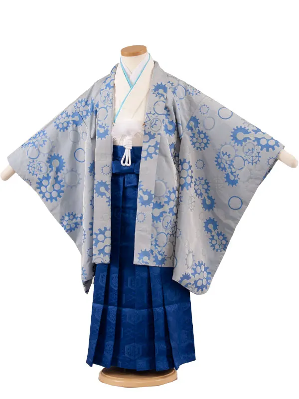 かんたん七五三 （5歳,6歳男袴）5782 薄グレー　歯車