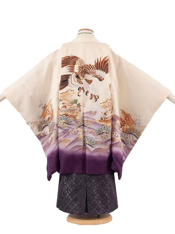 かんたん七五三 （5歳男袴）5786 クリーム　飛翔鷹