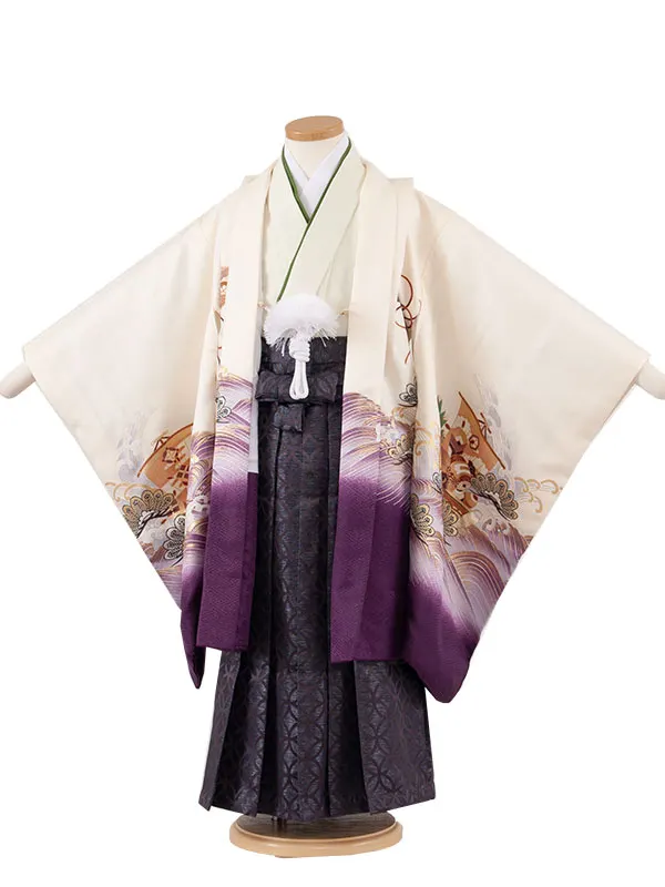 かんたん七五三 （5歳男袴）5786 クリーム　飛翔鷹