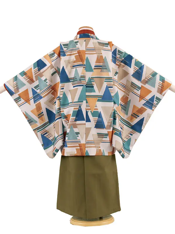 かんたん七五三 （5歳男袴）5800 幾何学模様×カーキ袴