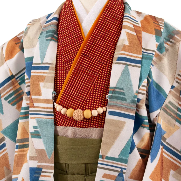 かんたん七五三 （5歳男袴）5800 幾何学模様×カーキ袴