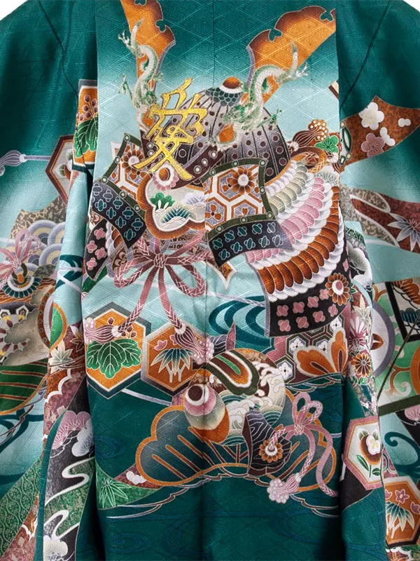 かんたん七五三 （5歳男袴）5831 緑地 兜 松 束ね熨斗