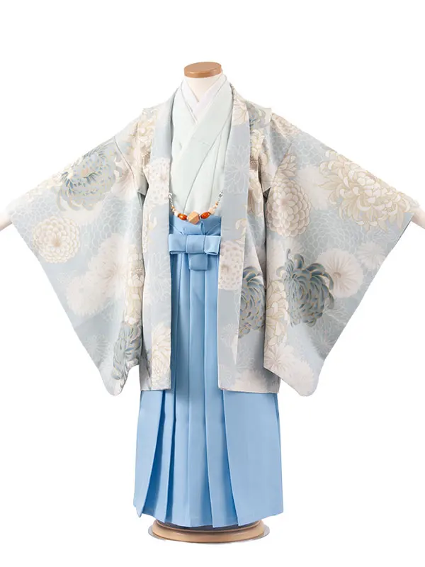 かんたん七五三 （5歳男袴）5859 くすみミント 菊