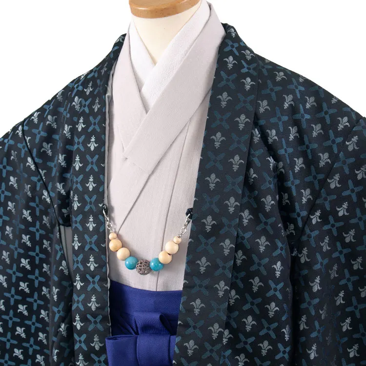 かんたん七五三 （5歳男袴）5869 黒地 幾何学模様