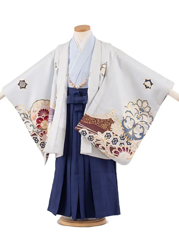 かんたん七五三 （5歳男袴）5896 ペールブルー 鷹に唐花文