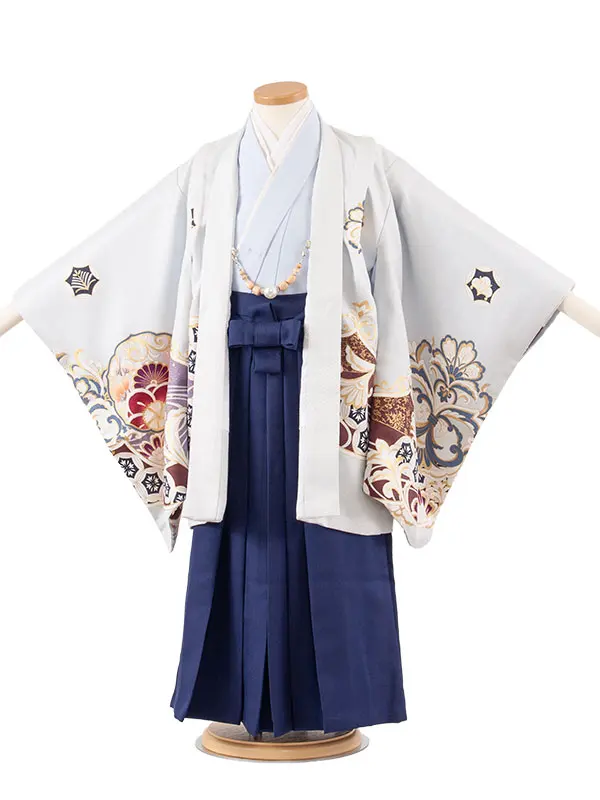 かんたん七五三 （5歳男袴）5896 ペールブルー 鷹に唐花文