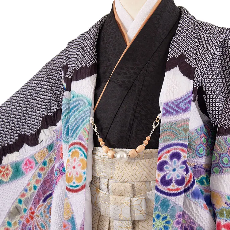 かんたん七五三 （5歳男袴）5898 黒地 絞り 鷹刺繍