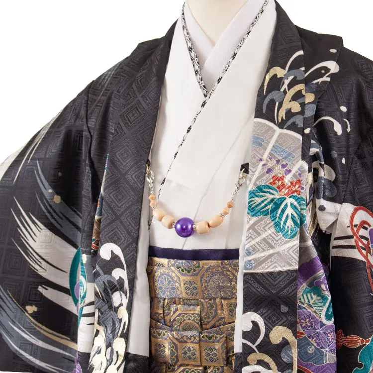 かんたん七五三 （5歳男袴）5906 黒地 鷹 吉祥文様