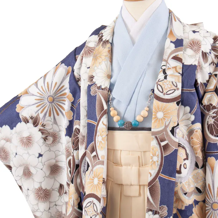 かんたん七五三 （5歳男袴）5935 群青色 橘 薬玉