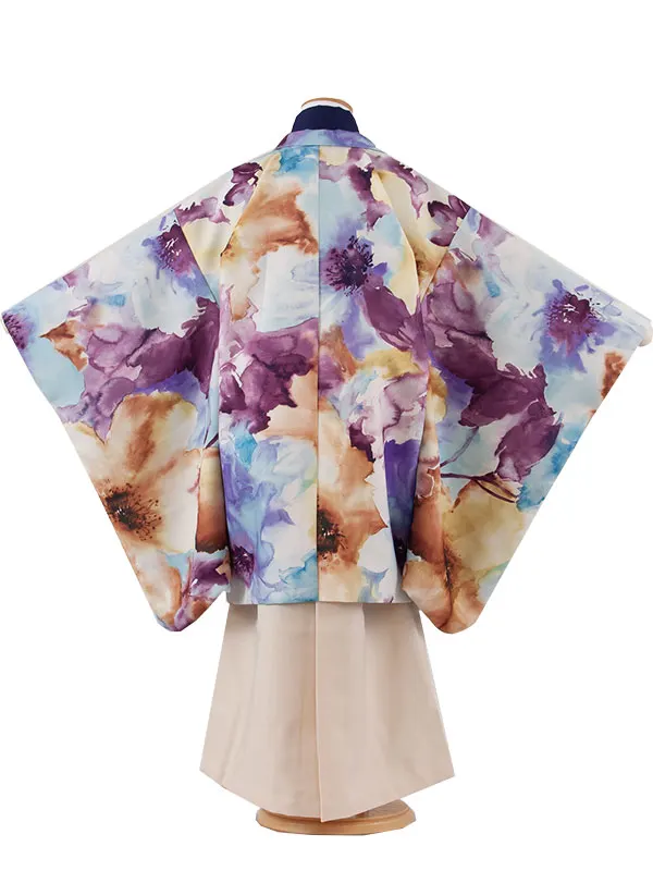 かんたん七五三 （7歳男袴）7149 薄水色 花柄