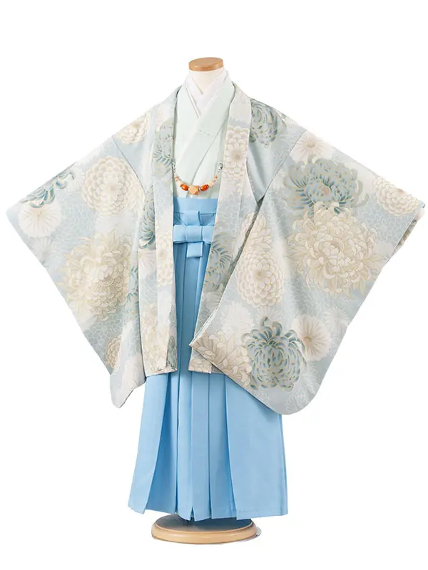 かんたん七五三 （7歳男袴）7156 くすみミント 菊
