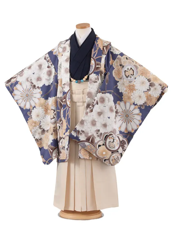 かんたん七五三 （7歳男袴）7161 群青色 橘桜