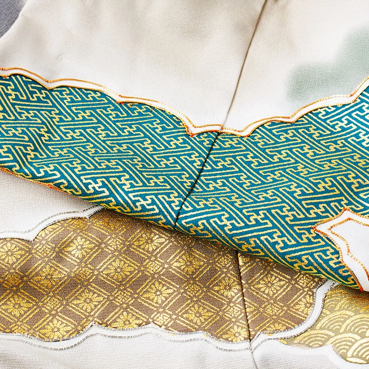 【正絹】かんたん七五三 （5歳男袴）8048 サンドベージュ 雲取り