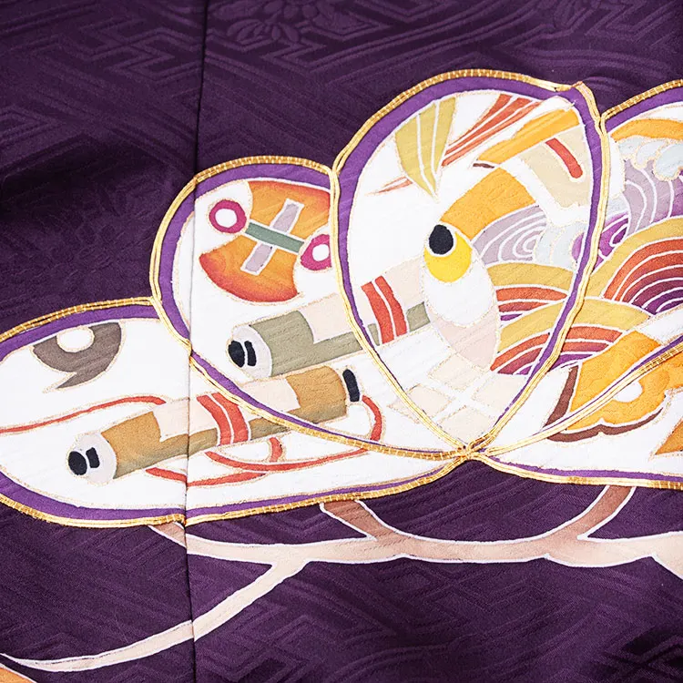 【正絹】かんたん七五三 （5歳男袴）8052 紫 松 宝尽くし