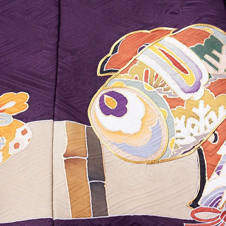 【正絹】かんたん七五三 （5歳男袴）8053 紫 吉祥文様