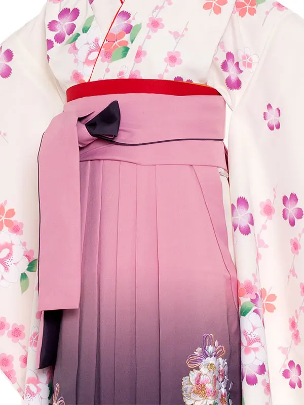 女児袴（7女）0099　白地 花