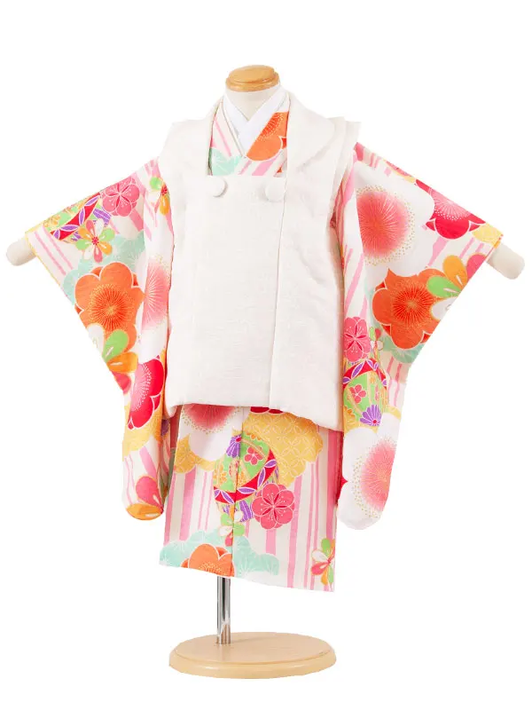 七五三レンタル （2歳女児被布）2209 アイボリー 梅 鞠