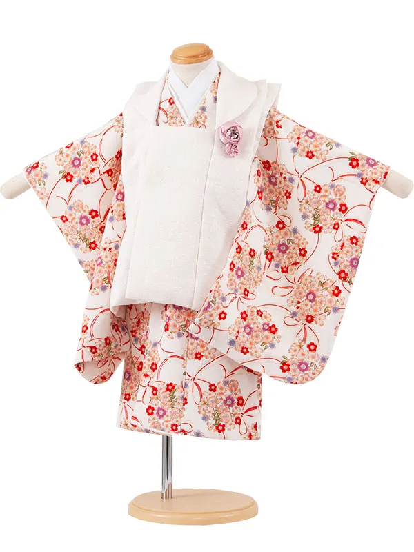 七五三レンタル （2歳女児被布）2212 アイボリー 花束