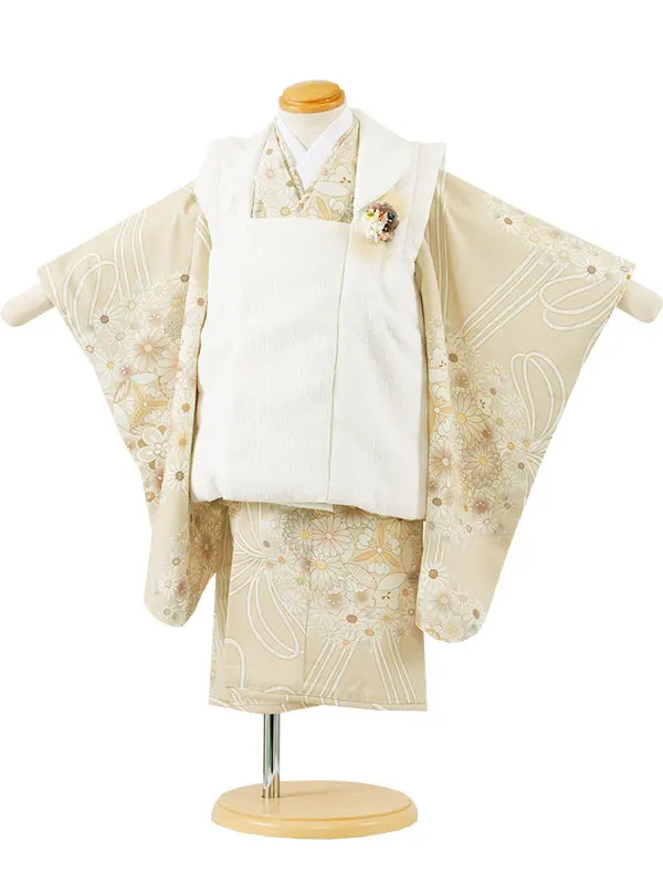 七五三レンタル （2歳女児被布）2213 アイボリー 薬玉 洋花