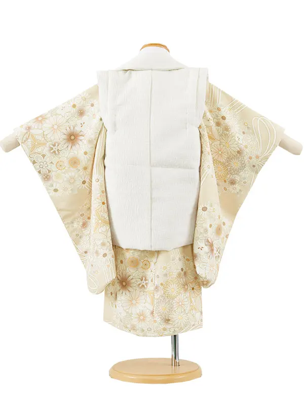 七五三レンタル （2歳女児被布）2213 アイボリー 薬玉 洋花