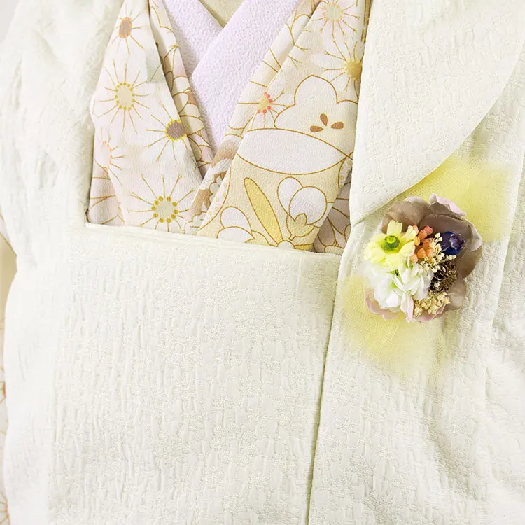 七五三レンタル （2歳女児被布）2213 アイボリー 薬玉 洋花