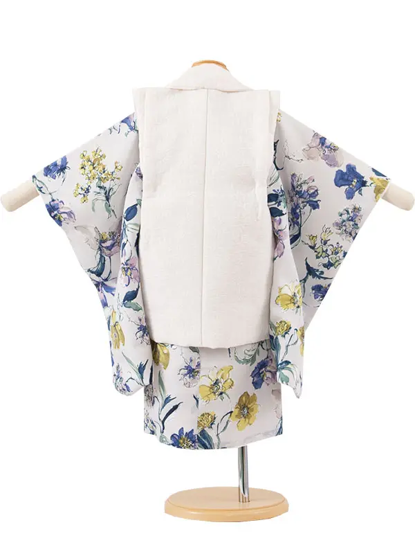 七五三レンタル （2歳女児被布）2214 ブルーグレー アンティーク花