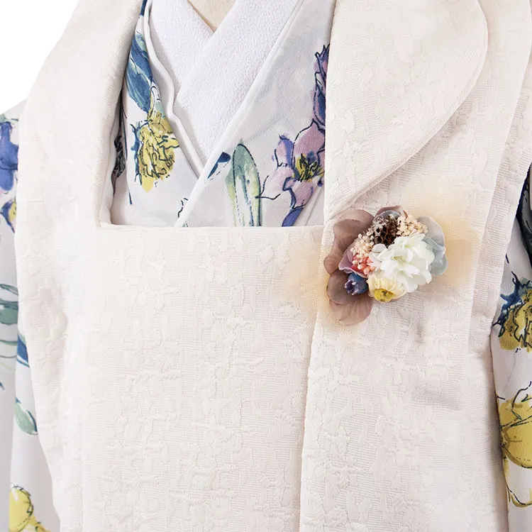 七五三レンタル （2歳女児被布）2214 ブルーグレー アンティーク花